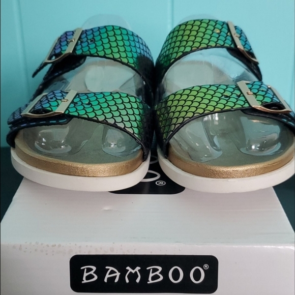 NIB Bamboo Mermaid Pattern Sandal Slide - Picture 4 of 11